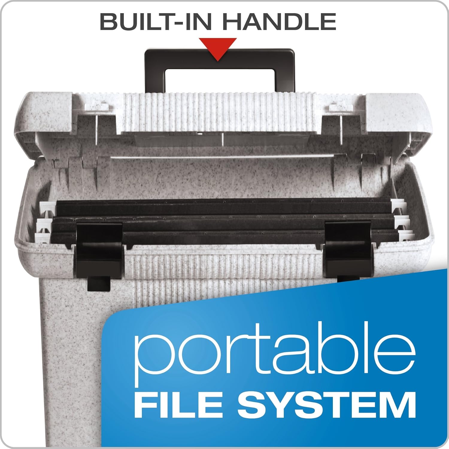 Gray Granite Portable File Storage Box with Handle