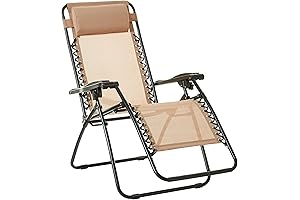 Amazon Basics Zero Gravity Reclining Lounge Chair: Fold-Out Comfort for Outdoor Relaxation