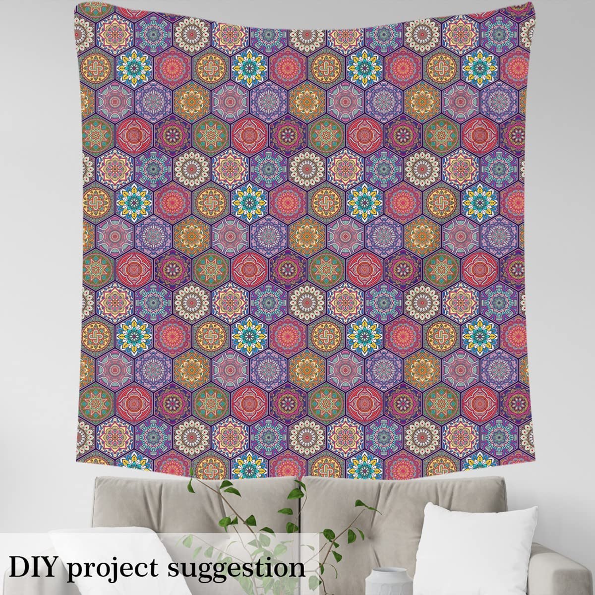 Tela de tapicería de Mandala Bohemia, Tela de Mandala Hippie de The Yard, Tela de Flores geométricas para tapicería y proyectos de Bricolaje en el hogar, Tela Floral exótica para Exteriores, 3 Yardas