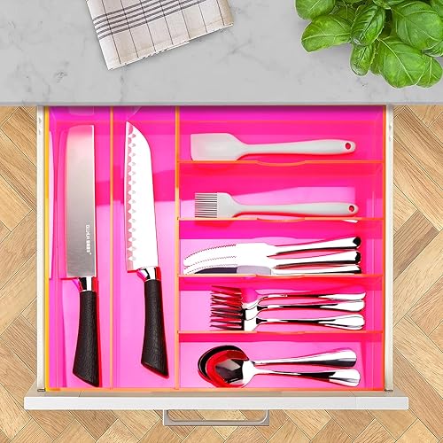 Miniatura 8 de Gelite Organizador de cubiertos de cocina organizador grande de cubiertos de acrílico en cajón, bandeja de cubiertos, almacenamiento de cubiertos,