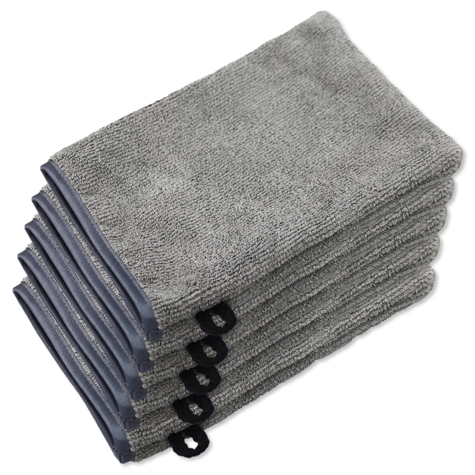 Lamxd Green Microfibre Body Wash Mitts, 5Pcs Flannel Face Makeup Remover Mitts