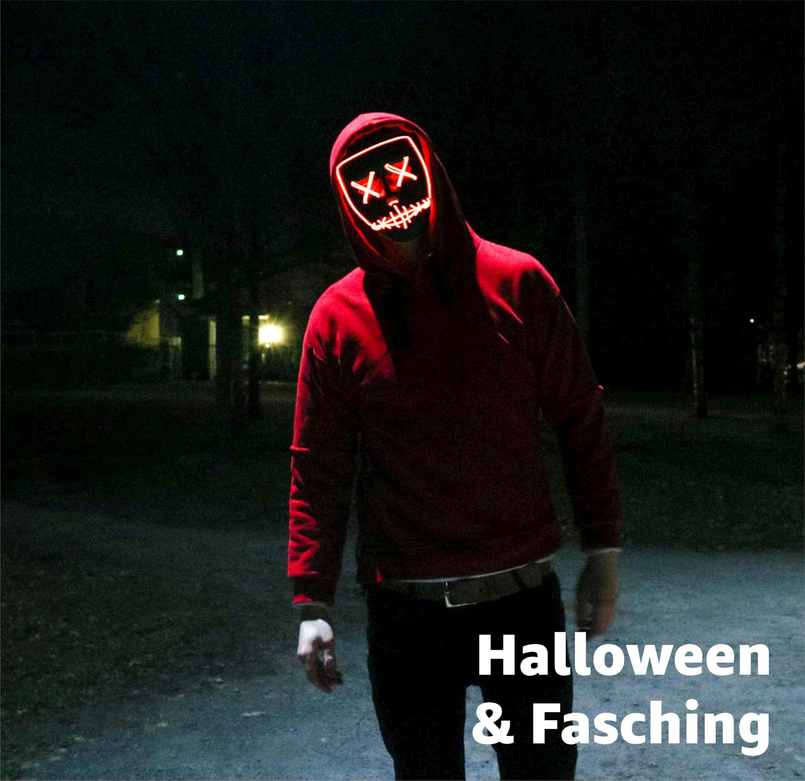 TK Gruppe Timo Klingler 10 x czerwona straszna maska LED, Noc oczyszczenia, sterowana, na Halloween, karnawał, jako kostium dla mężczyzn i kobiet, 10 x czerwony