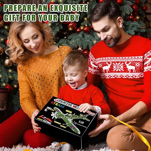 Miniatura 7 de BESTYMXY Modelo de avión, juego de erector a escala 132 modelo de avión, juguetes de metal, proyectos STEM para niños de 8 a 12 años, kits de