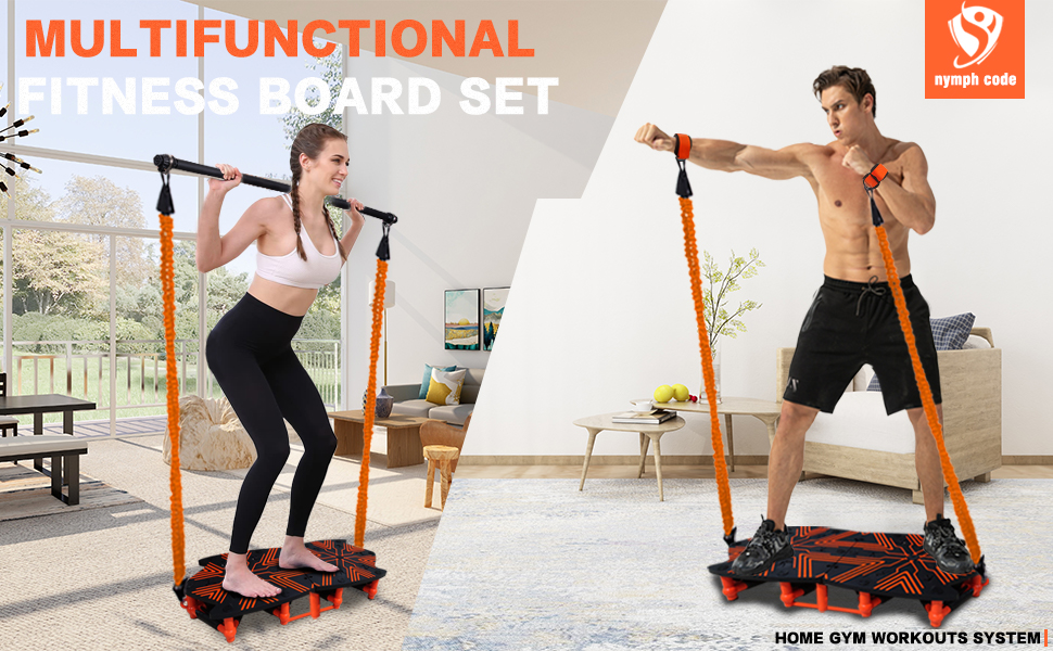 nymph code Portable Home Gym with 18 Exercise Accessories Including Fitness Board,Resistance Bands,Ab Roller Wheel and… - Image 8