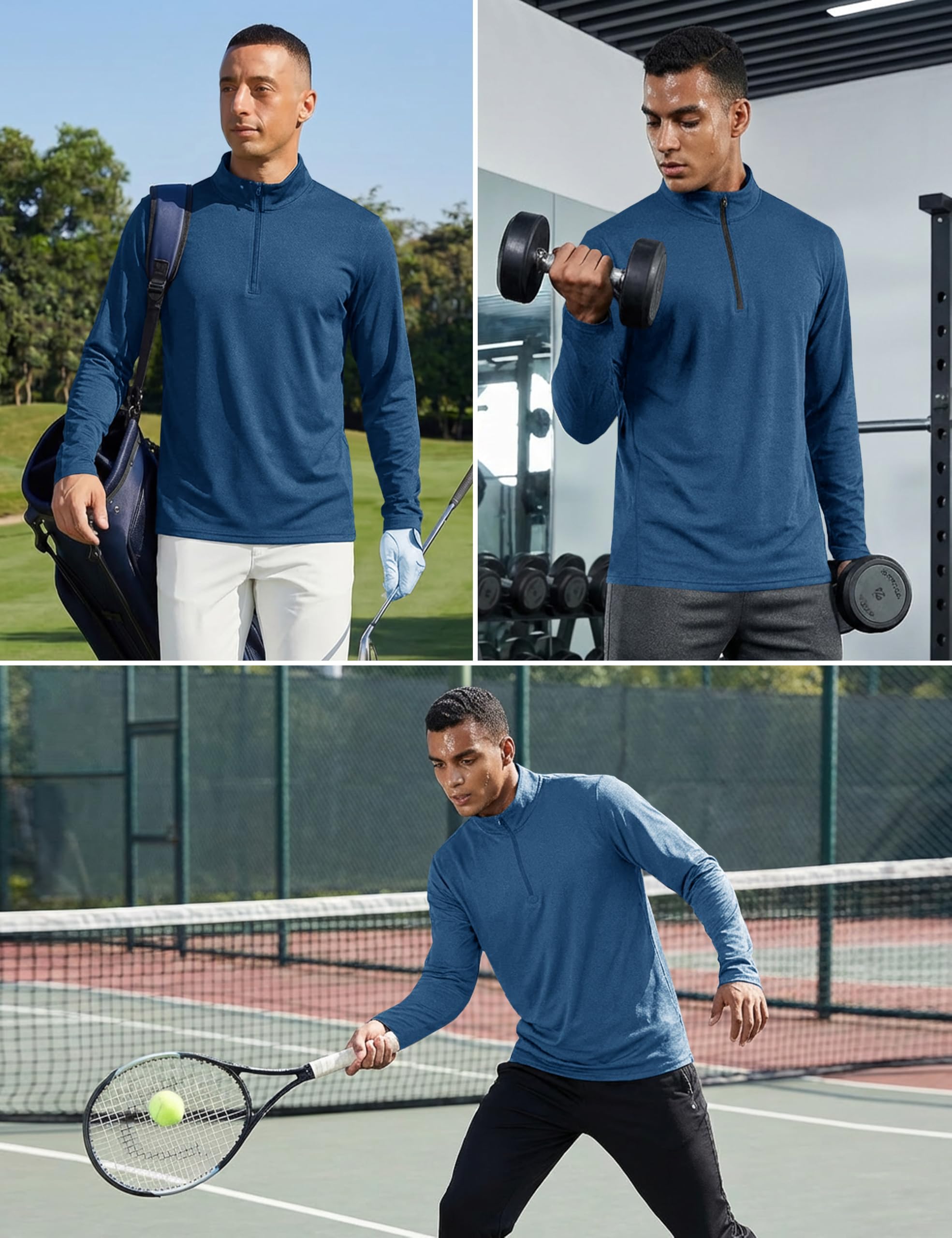 KEFITEVD Sudadera de forro polar para hombre, manga larga, cálida, transpirable, para esquí, ciclismo, azul oscuro, XL