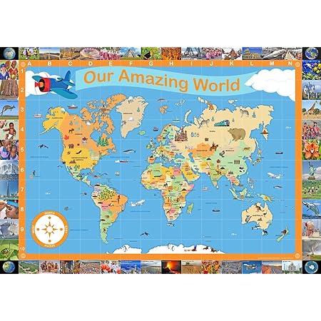 World Map Poster For Kids (18x24 World Map LAMINATED) Ideal World Map