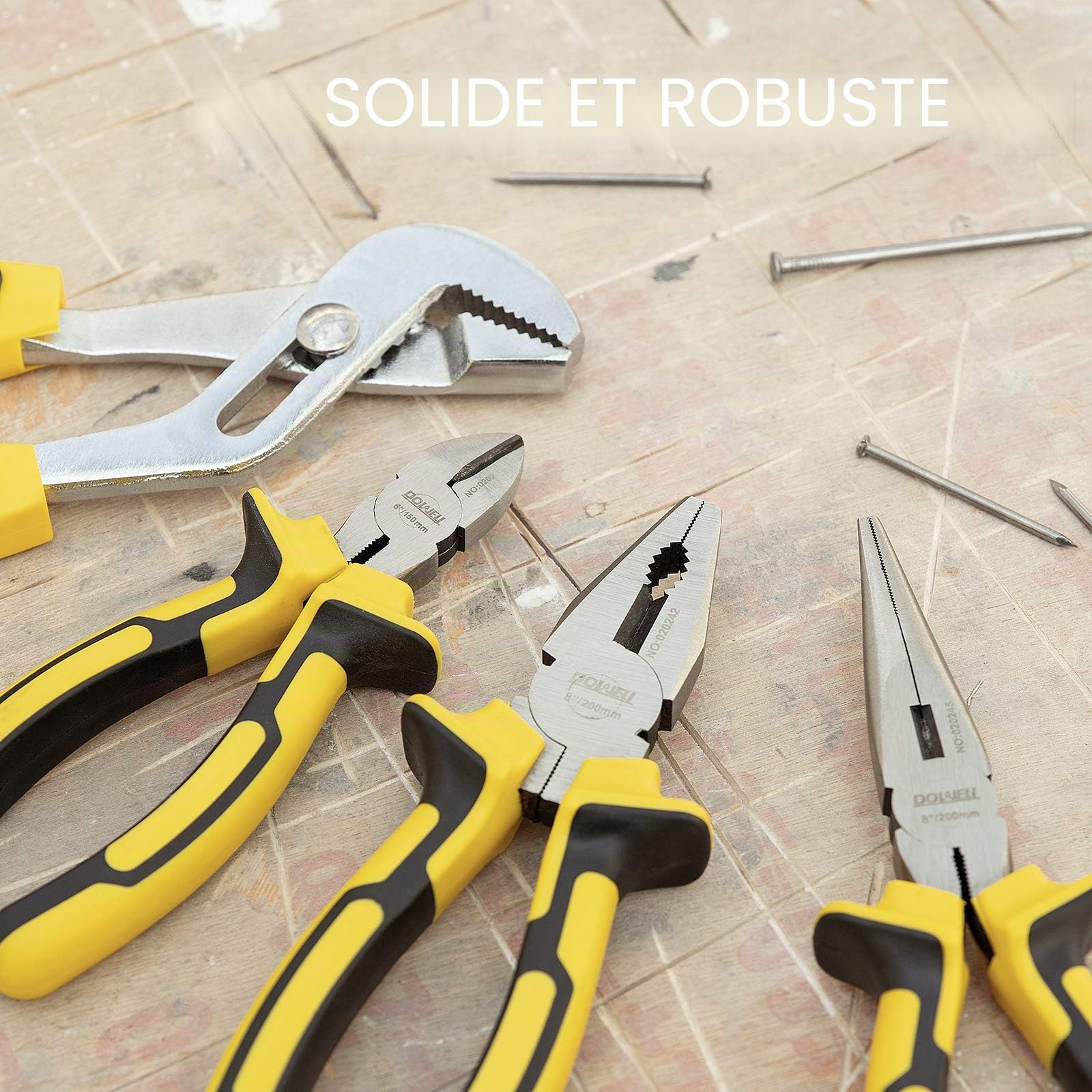 DOWELL Lot de 4 pinces - Bécules, juge de ligne et diagonales - 20,3 cm, 15,2 cm, 25,4 cm