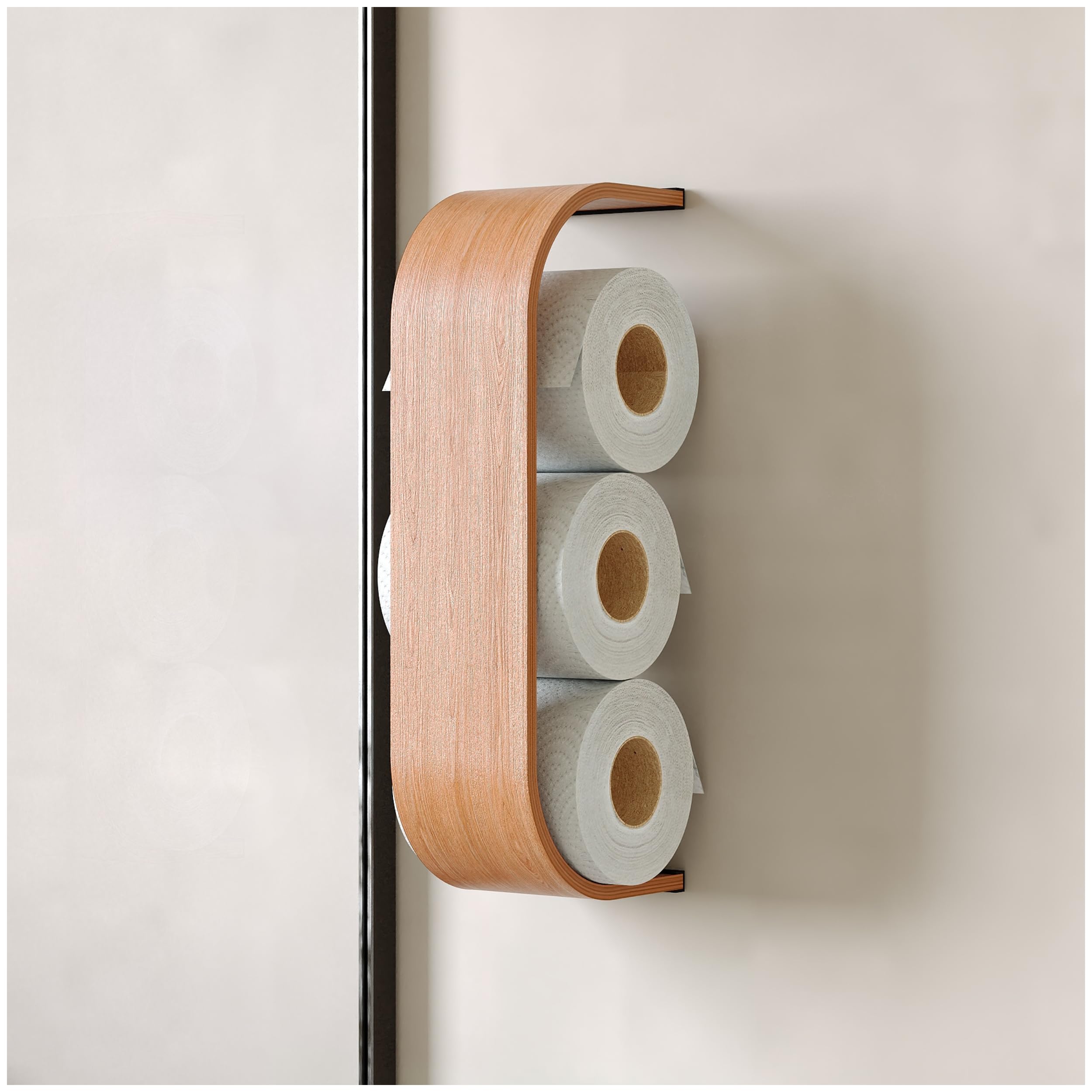 Ewart Woods Cherry Toilet Paper Holder, Wooden Shelf, Walnut Wc Roll Storage, Wall Mount Floating Rolls Rack, Unique Holders For Bathroom, Tp Organizer (, Thin)