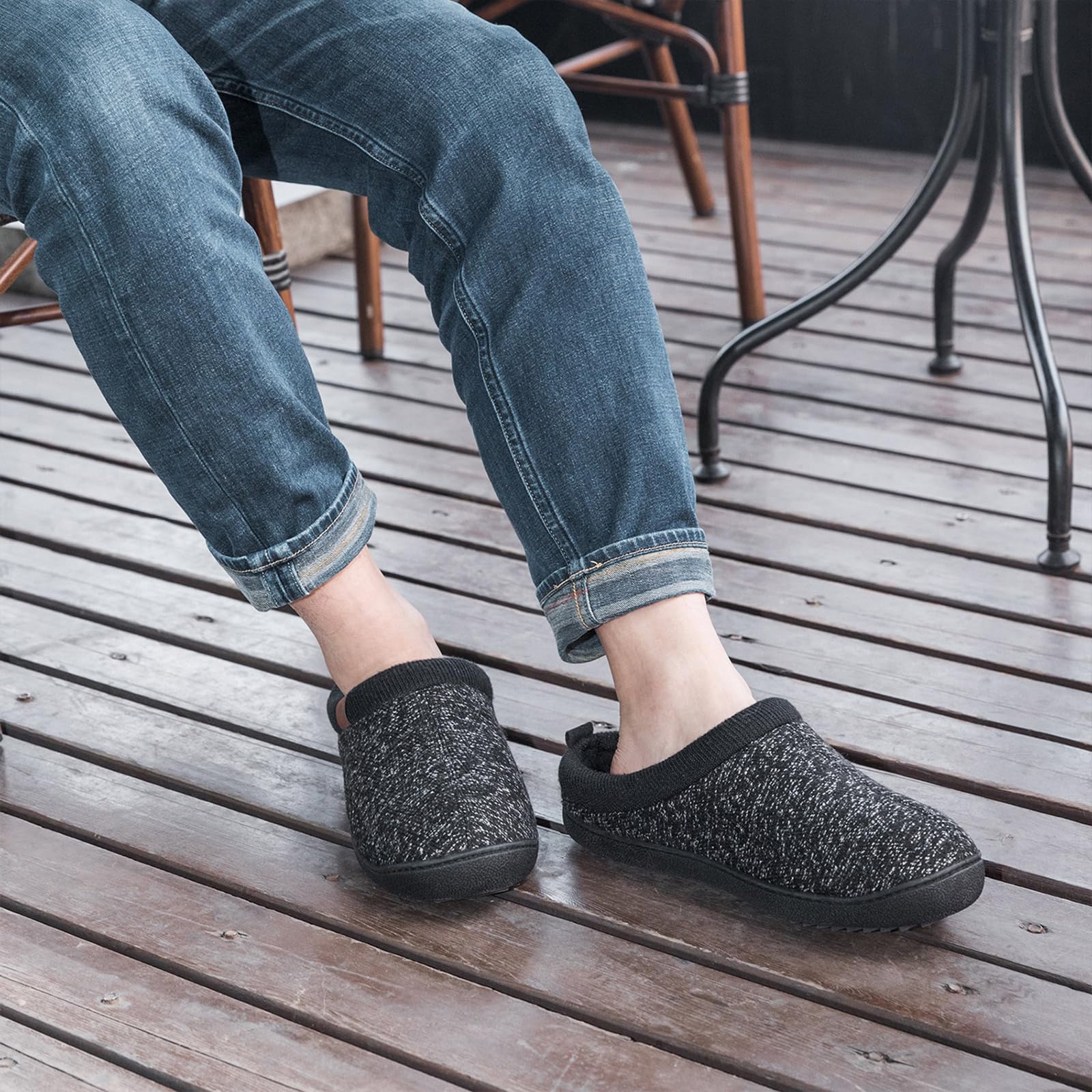 MERRIMAC Pantoufles classiques confortables en mousse à mémoire de forme pour homme