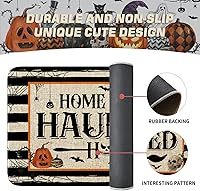 Vista 5 de Juego de 2 tapetes de cocina de Halloween, hogar encantado para el hogar, tapete de cocina de Halloween, decoración de cocina de Halloween