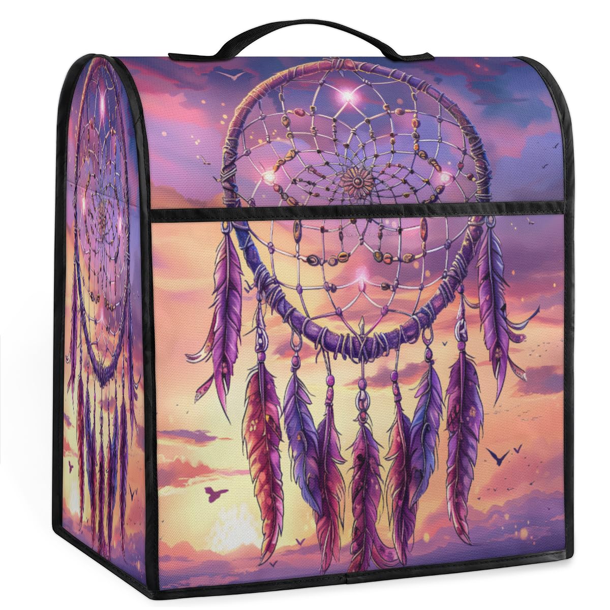 Coffee Maker Cover Dreamcatcher Feather Kitchen Appliance Covers Small Appliance Covers Blender Cover Juicer Cover Dust Covers for Kitchen Appliances with Top Handle and Pockets,Washable,B288