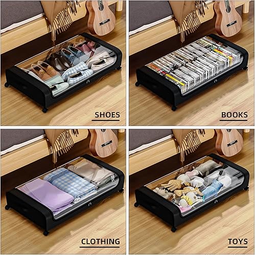Miniatura 6 de Wocst Almacenamiento debajo de la cama, almacenamiento grande mejorado de 31.5 pulgadas debajo de la cama con tapa, paquete de 4 unidades de