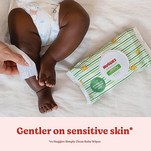 Miniatura 4 de Huggies Natural Care Sensitive - Toallitas para bebé, hipoalergénicas, 99 % de agua purificada, 3 paquetes de repuesto (624 toallitas en total)