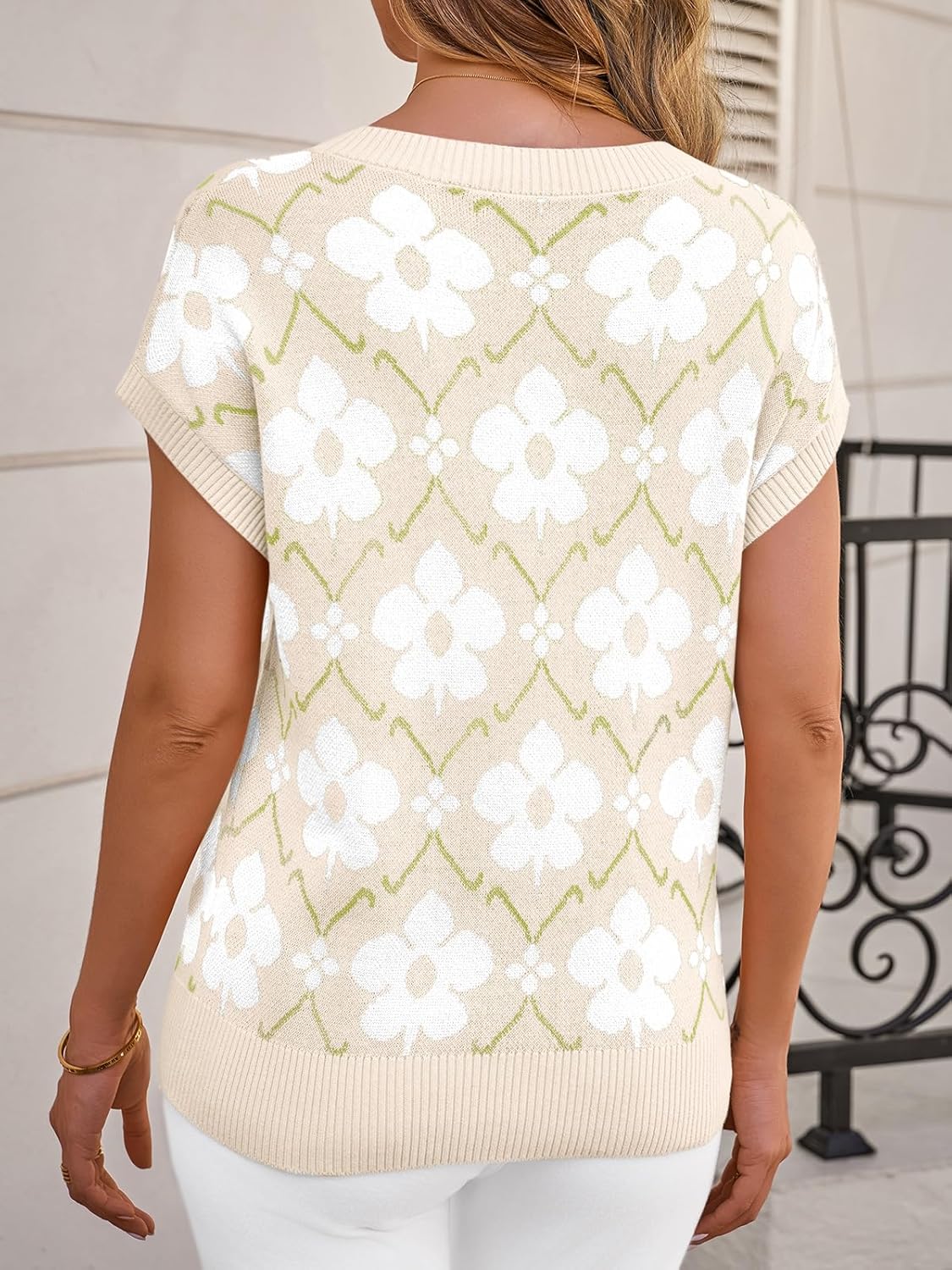 Cicy Bell Women’s Sweater Vest Summer Floral Cap Sleeve Sweaters Crew Neck Dressy Casual Knit Trendy 2026 Tops - Image 6