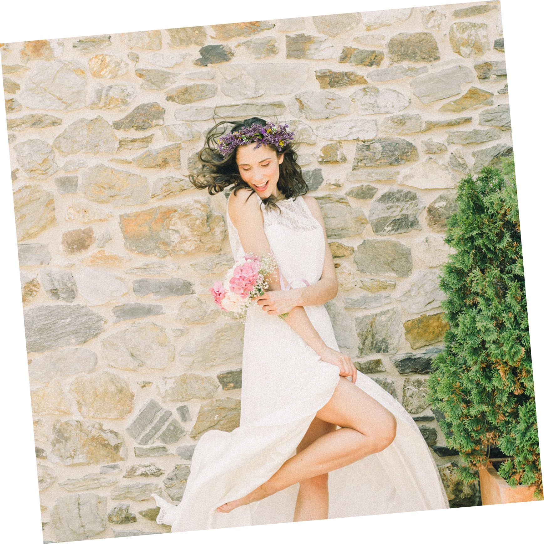 VICASKY 4 Pezzi Sposa con Fiori Artificiali Realistici Fascia Cerimoniale per Matrimonio Feste e Foto Accessorio per Ragazze e Damigelle Stile Hawaiano