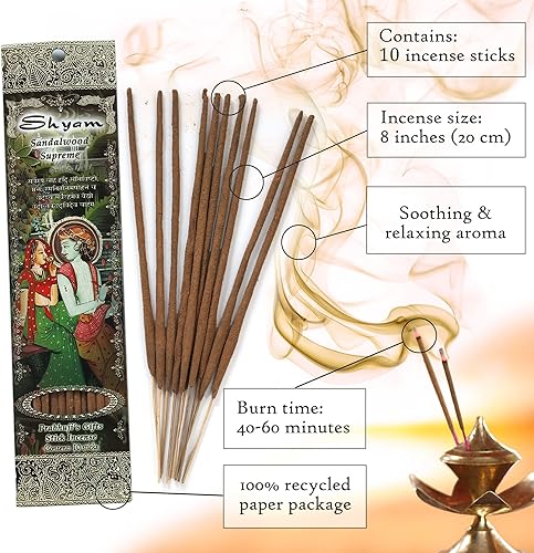 Miniatura 3 de Prabhuji's Gifts Shyam Varillas de incienso espiritual enrolladas a mano de la India, varillas aromáticas, para meditación, yoga, relajación e