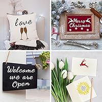 Vista 4 de BAMIDELE Plantillas de letras para pintar sobre madera, 50 plantillas de caligrafía del alfabeto para dibujo con números, signos, flores, plantillas