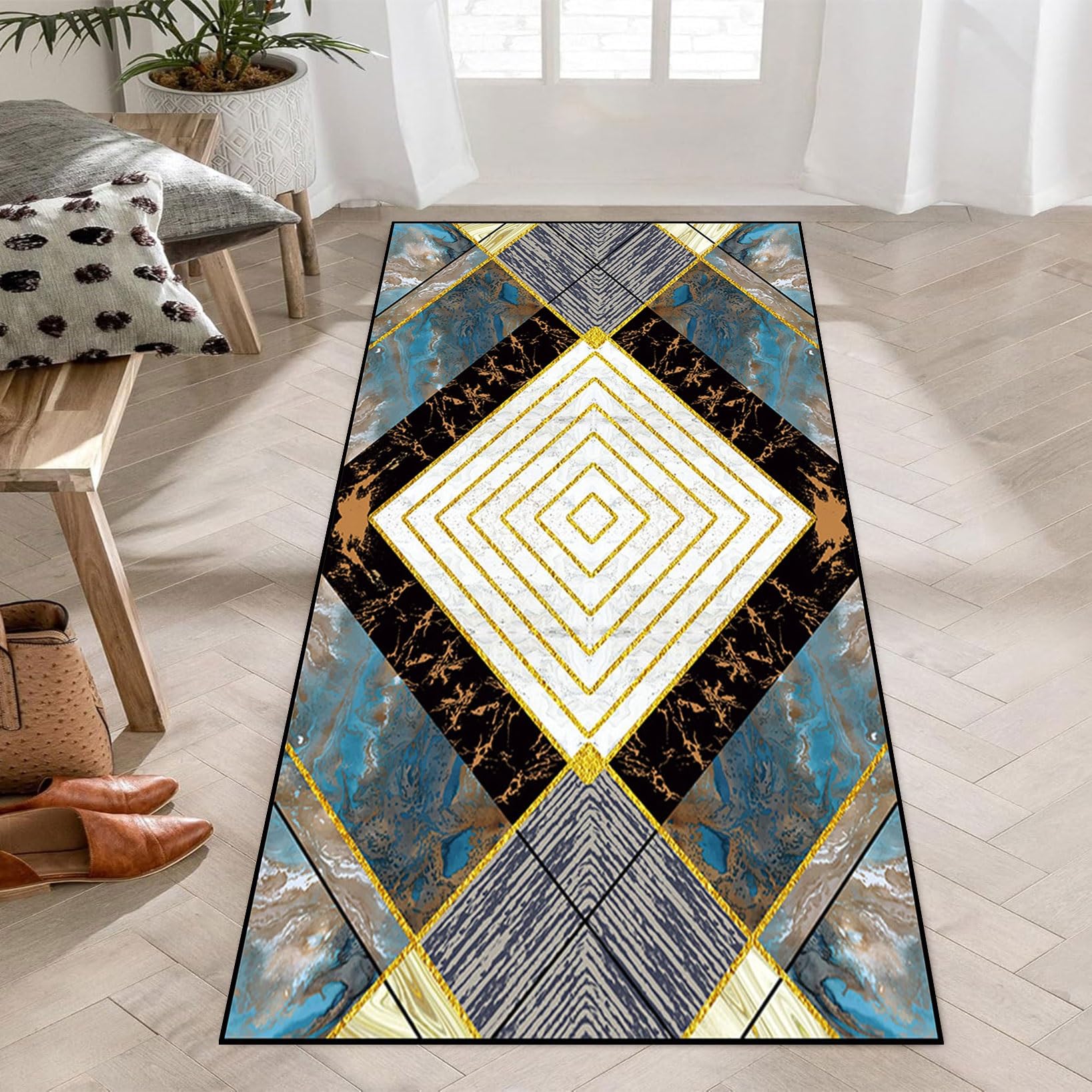 Dywanik Dywanowy 80 x 290 cm Antypoślizgowy Gumowy Spód Dywaniki Nie Gubiące Sierści Zmywalny, Trwały, Do Salonu, Korytarza, Drzwi Wejściowych, D