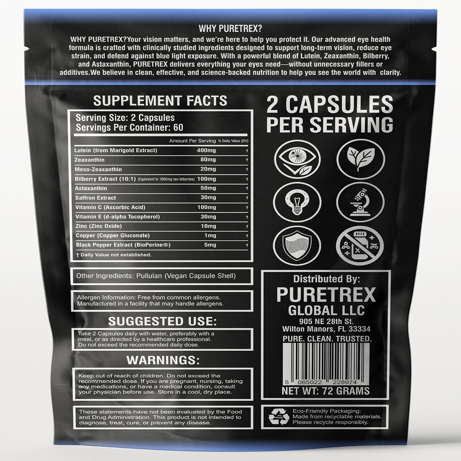 EyeShield 360, Eye Health Supplement with Lutein, Zeaxanthin, Meso-Zeaxanthin, Bilberry, Astaxanthin, Saffron, Vitamins C & E, Zinc + BioPerine, Vegan