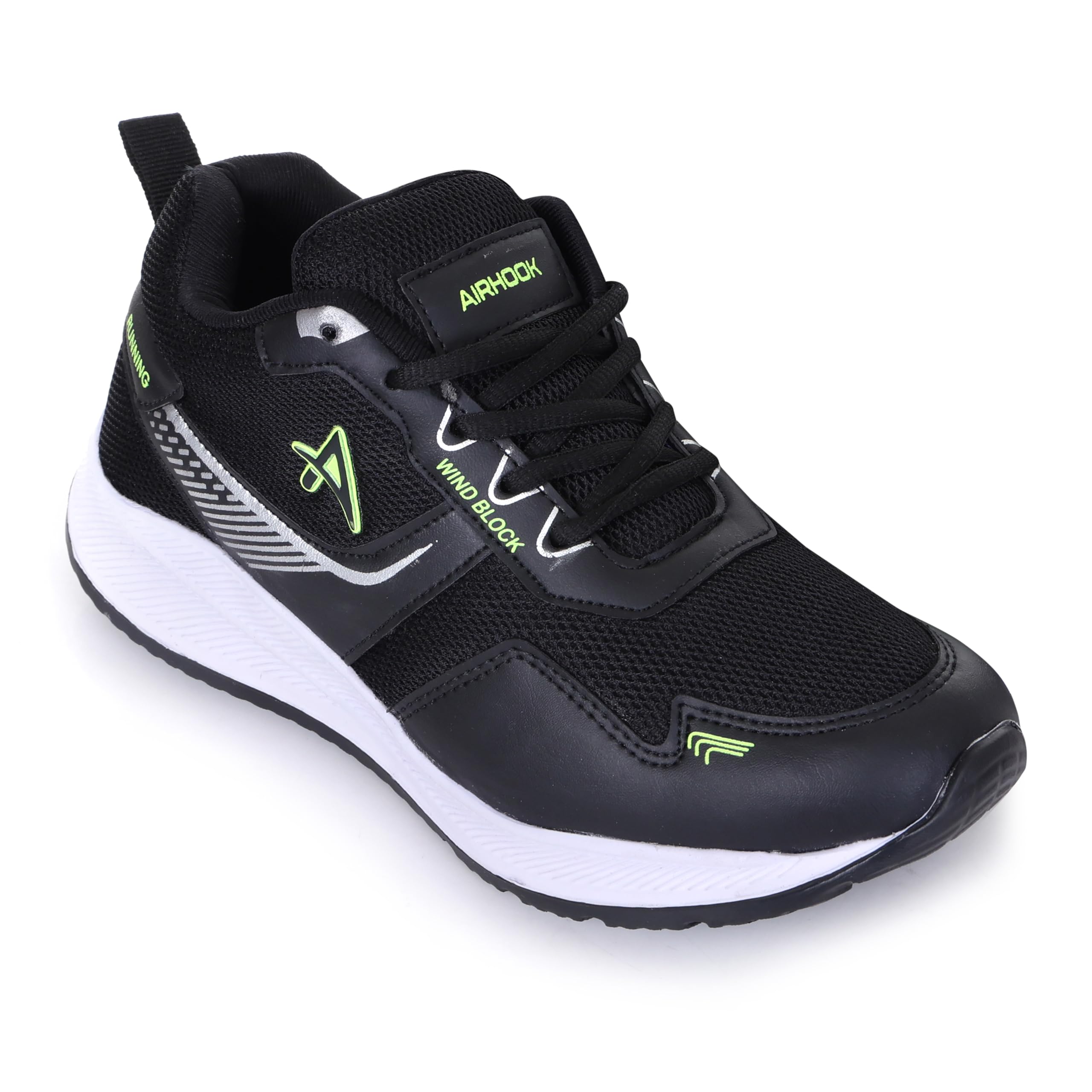 AIRHOOK Men's Thaar Running Walking Sports Shoes, Lightweight, Breathable Mesh Upper, Padded Collar, Multi-Surface Grip, (Black, UK Footwear Size System, Adult, Men, Numeric, Medium, 10) 3