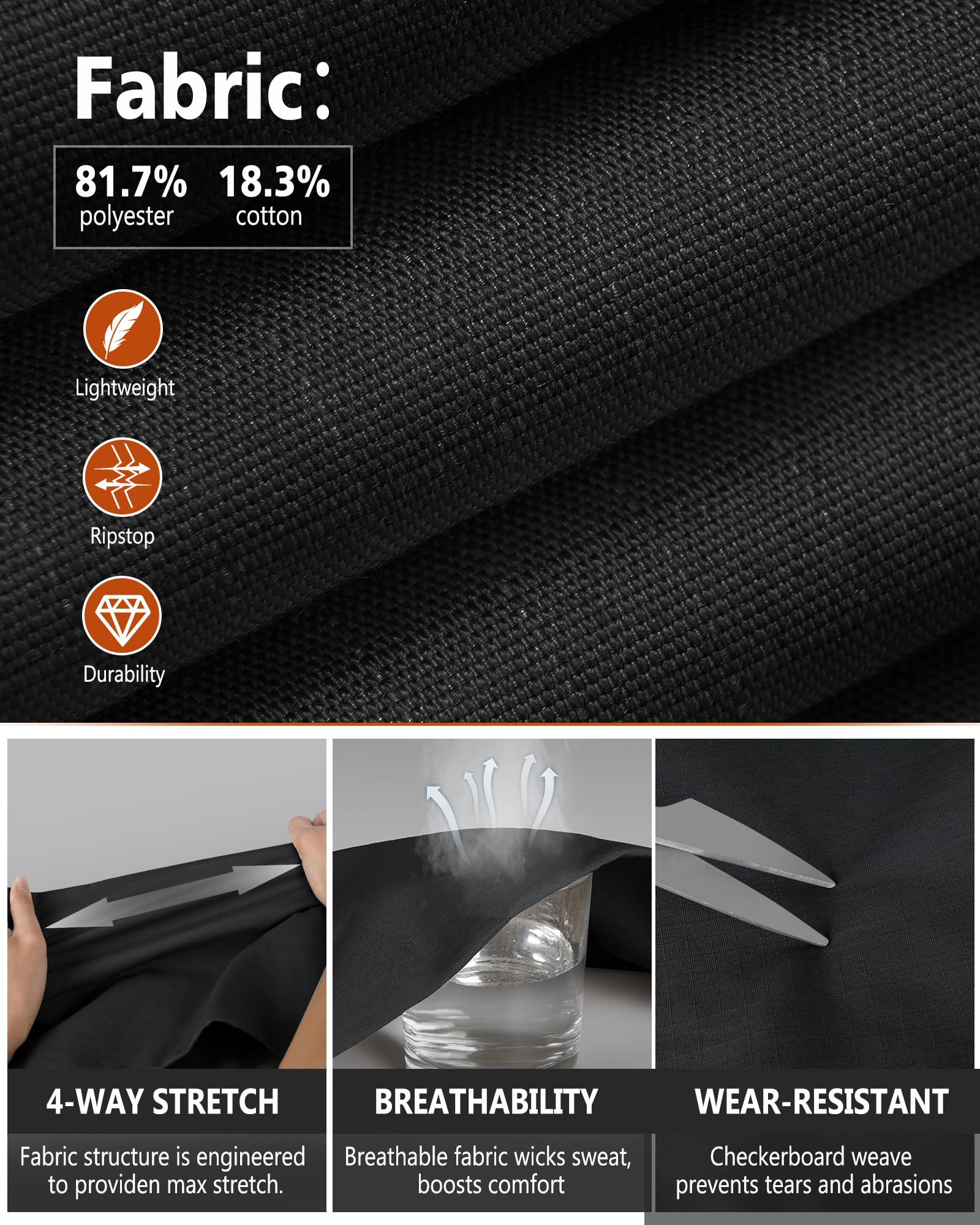 IGOLUMON Arbeitshosen Männer Stretch Cargohose Herren mit Halb-elastischer Bund Taktische Hose Outdoorhose mit Vielen Taschen - 5