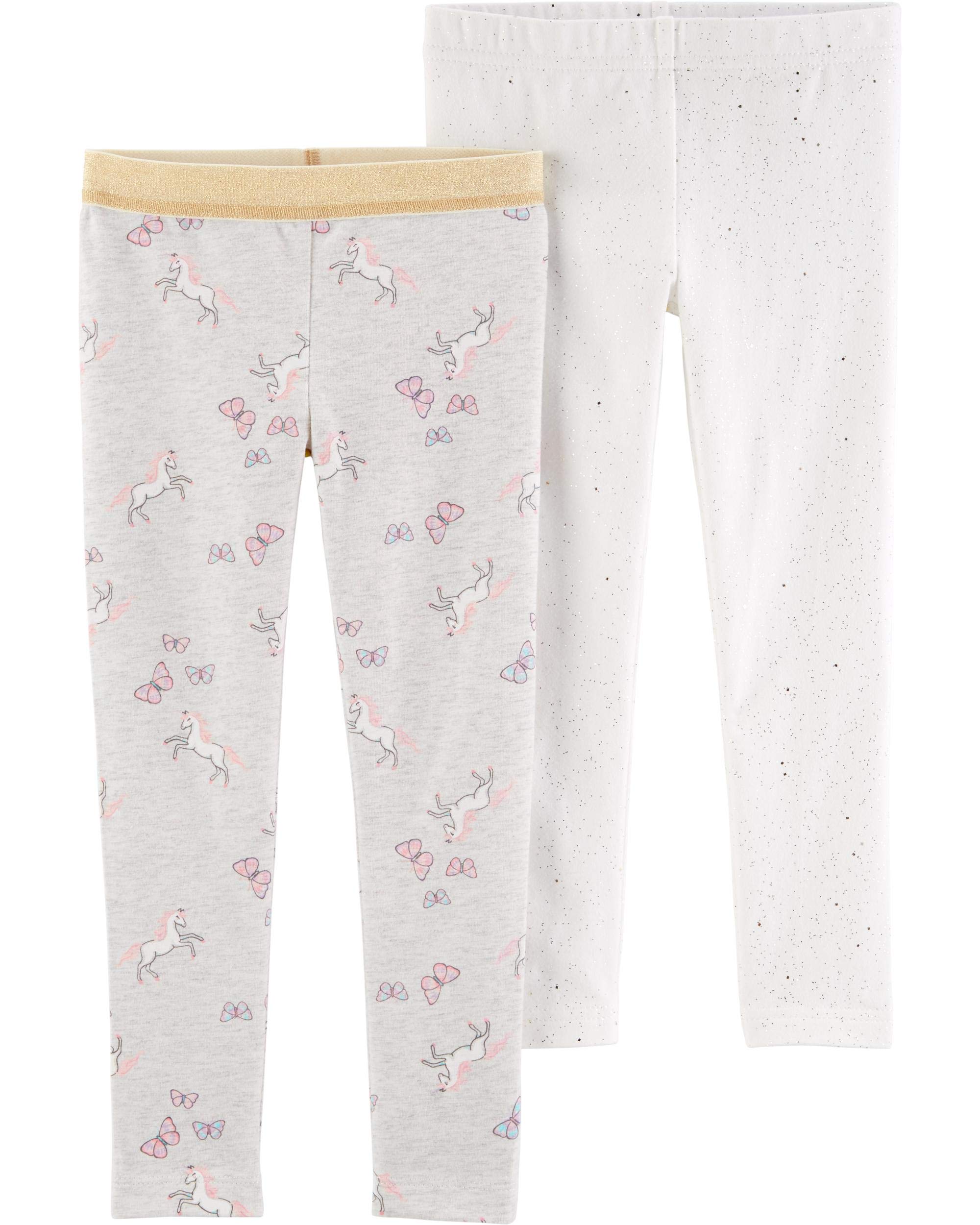 Carter's Girls' Baby, Toddler, Kids, 2 Pack Cotton Leggings