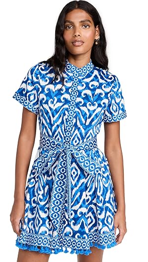 alice + olivia Women's Lucy Roll Sleeve Mini Shirtdress, Artisan