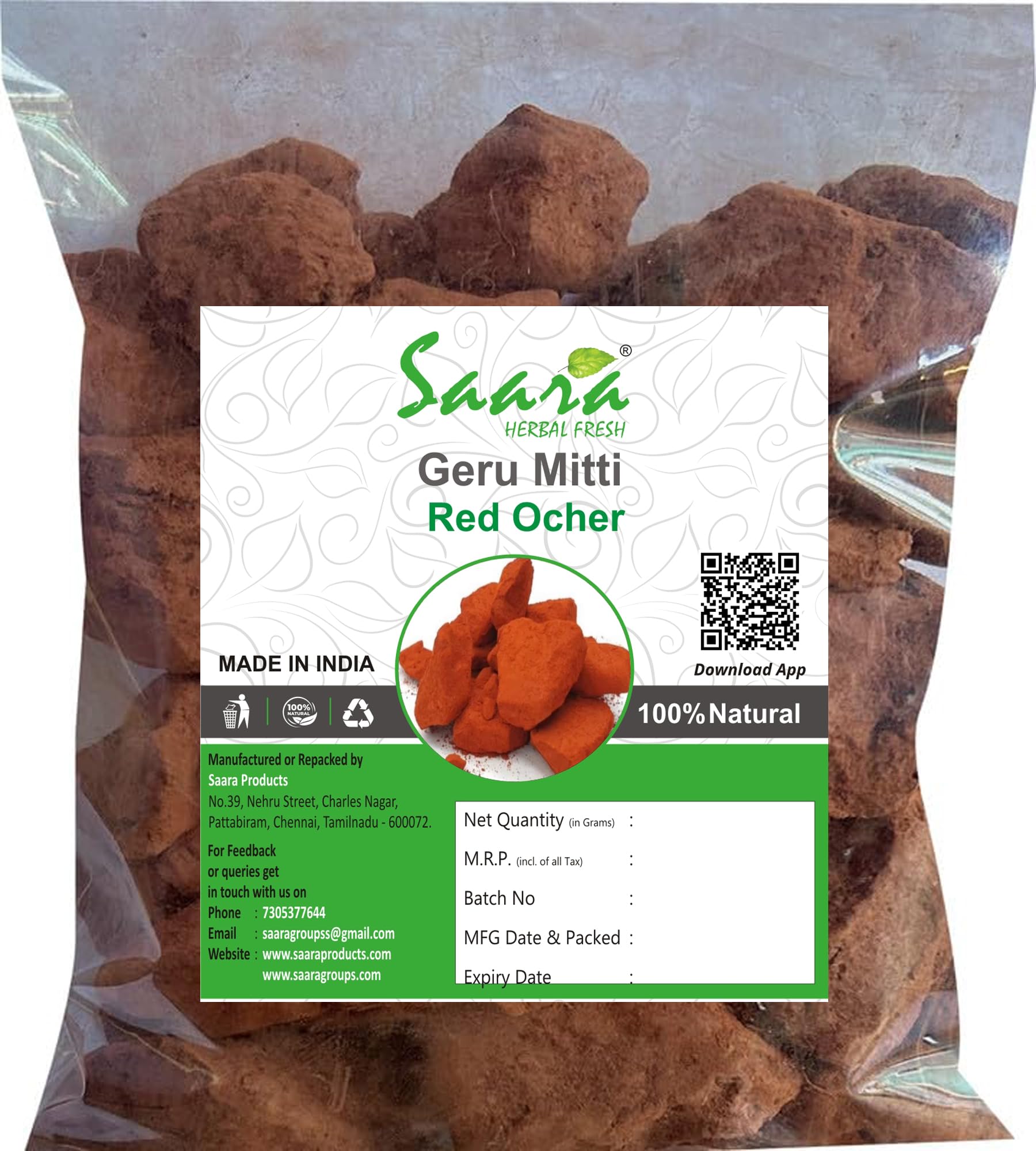 Geru Mitti (Whole), 300g, Red Ocher, Kaavikkal (Stone) for Pooja, Rangoli, Home Painting, Skin & Face, (Pack of 3 X 100gm)-image-22