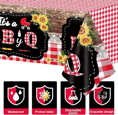 Miniatura 4 de Decoración para baby shower, juego de vajilla Baby Q, juego de vajilla It's A Baby Q, servilletas, barbacoa, cubierta de mesa de baby shower,
