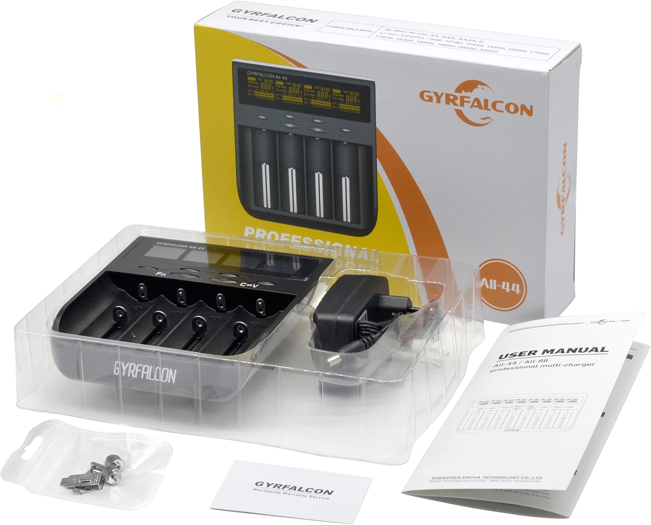 GYRFALCON ALL-44 Professional Intelligent 4 Bank Fast Li-Ion Li-Po Ni-Mh Ni-Cd Battery Charger