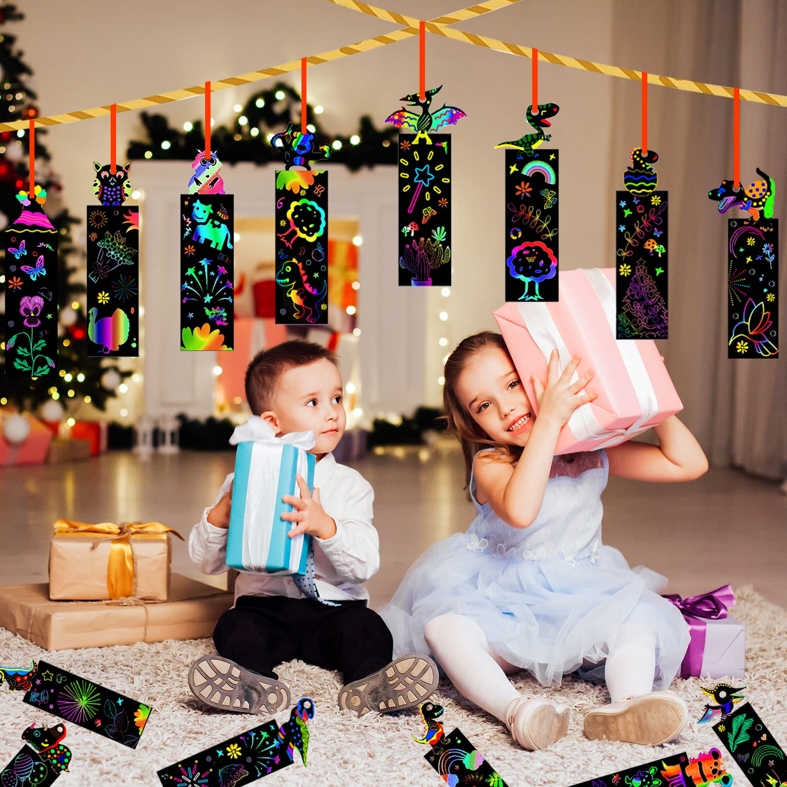 Set 70 Segnalibri Gratta E Svela Arcobaleno Con Nastri – Kit Creativo Fai-da-te Per Compleanni E Regali - 2