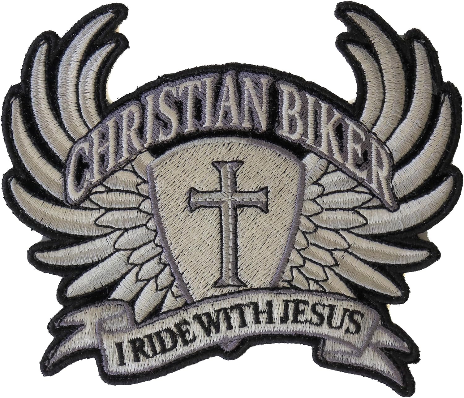 Christian Biker I Ride with Jesus Patch, Large Christian Back Patches (PL3356)