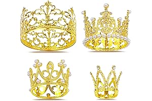 4 PCS Mini Crown Flower Bouquet for Wedding Birthday Cake Topper