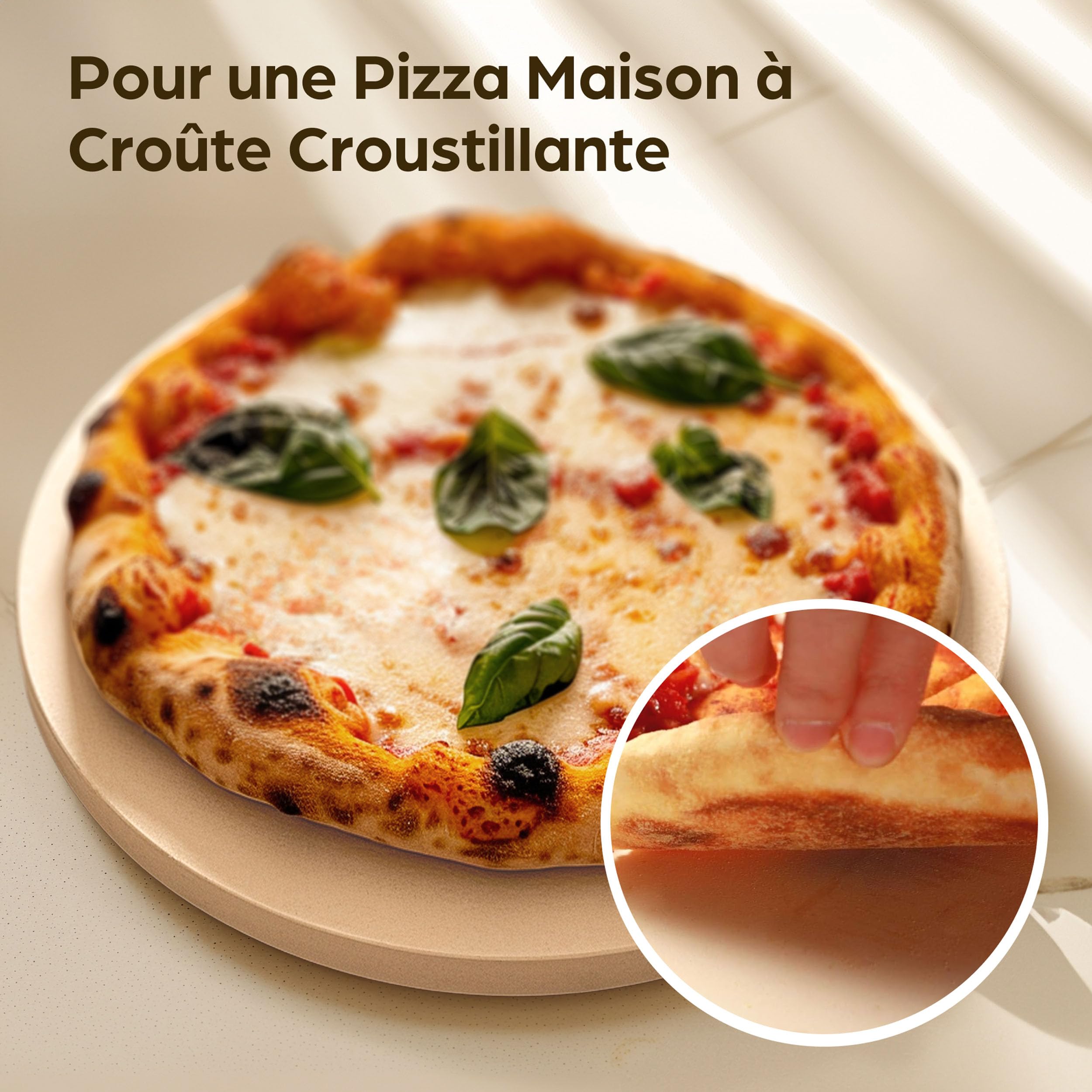 Praknu Pierre a Pizza pour Four - Rond 30cm - Pierre Pizza en Cordiérite à Four et Barbecue - Pour Pizzas Croustillantes