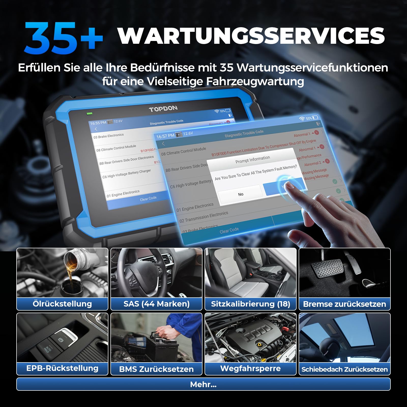 TOPDON Diagnosegerät Auto ArtiDiag Pro V2.0, OBD2 Diagnosegerät, ECU/Online-Codierung, Aktive Test, 35+ Wartungsdienste, Alles System Diagnosegerät, 2 Jahre Kostenlose Updates