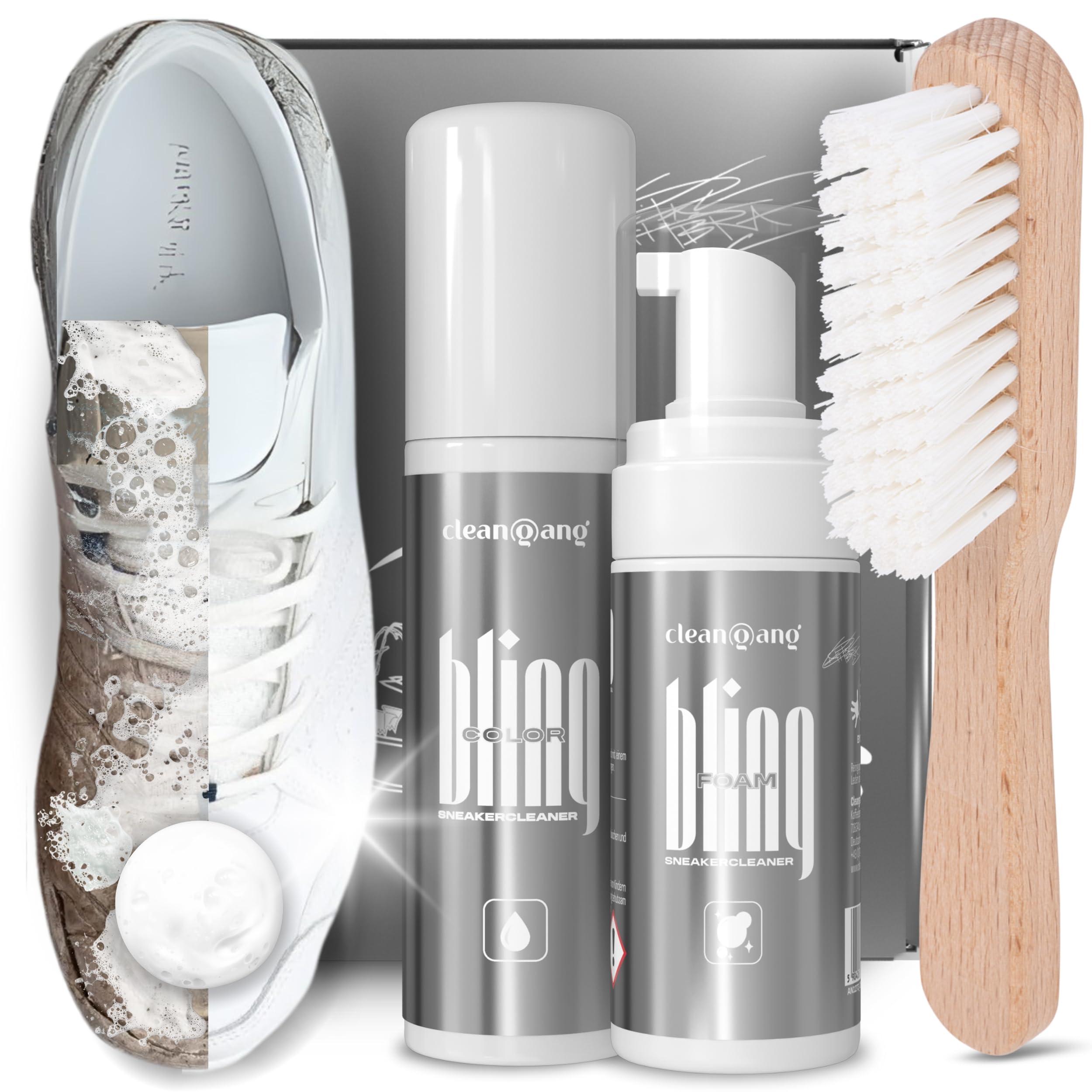 cleangang Reinigungsset Schuhbürste & Schuhputzset – Ideale Reinigung & Pflege für Lederschuhe & Sneaker, mit Schuhcreme, Schuhputzbürste & Bürste zur Reinigung – Perfekt für Schuhpflege & Lederpflege