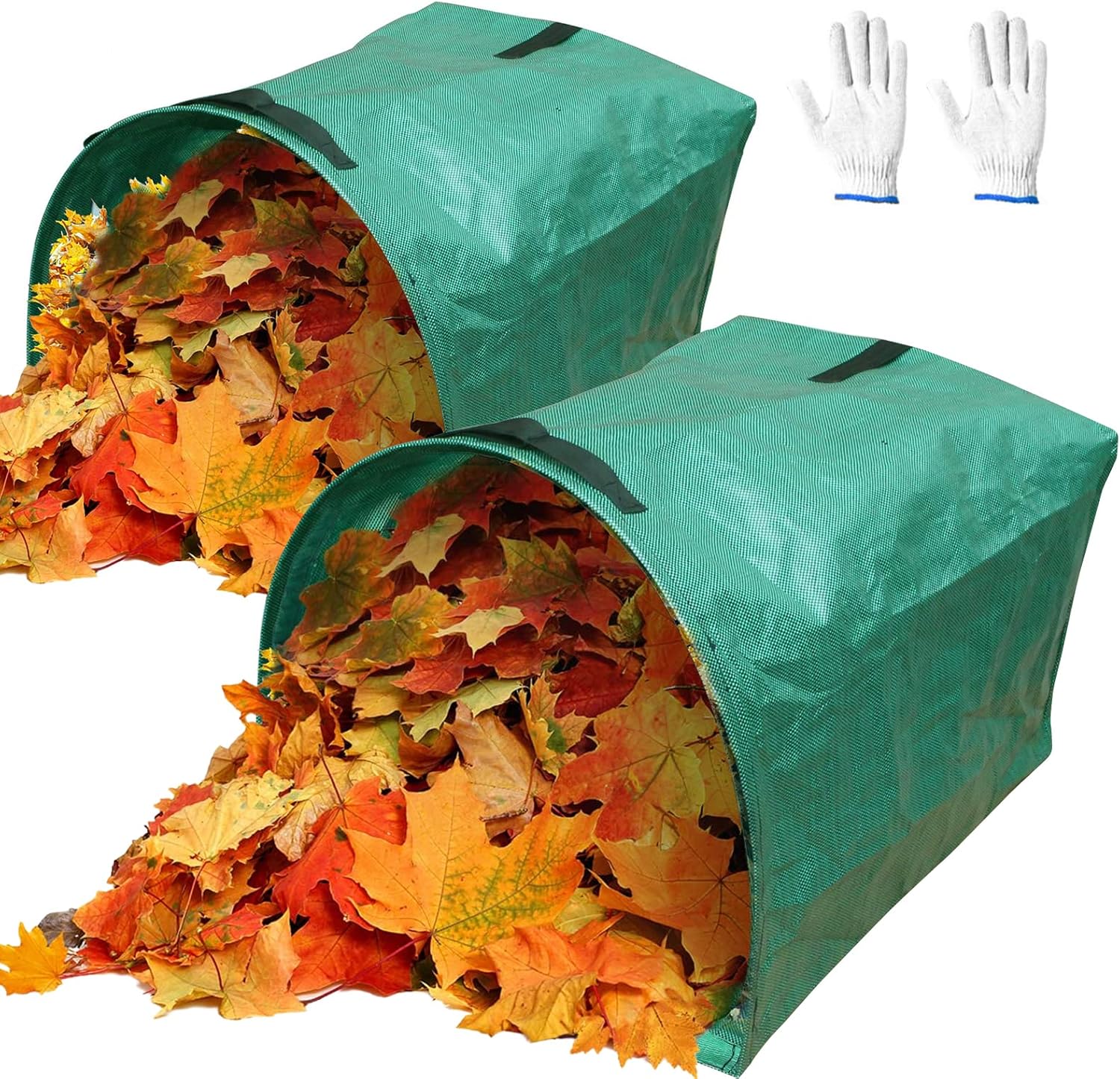 53 Gallons Garden Waste Bags-2 Pack Reusable Yard Waste Bags Heavy Duty,Large Yard Dustpan-Type Garden Bag for Collecting Leaves,Lawn Pool Garden Leaf Waste Bag, Comes-Perfect for Yard, Garden, Lawn
