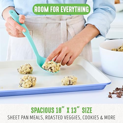 Miniatura 6 de GreenLife Bakeware Healthy Ceramic Antiadherente 18.5" x 12" Bandeja para hornear media bandeja para hornear, sin PFAS, bígaro