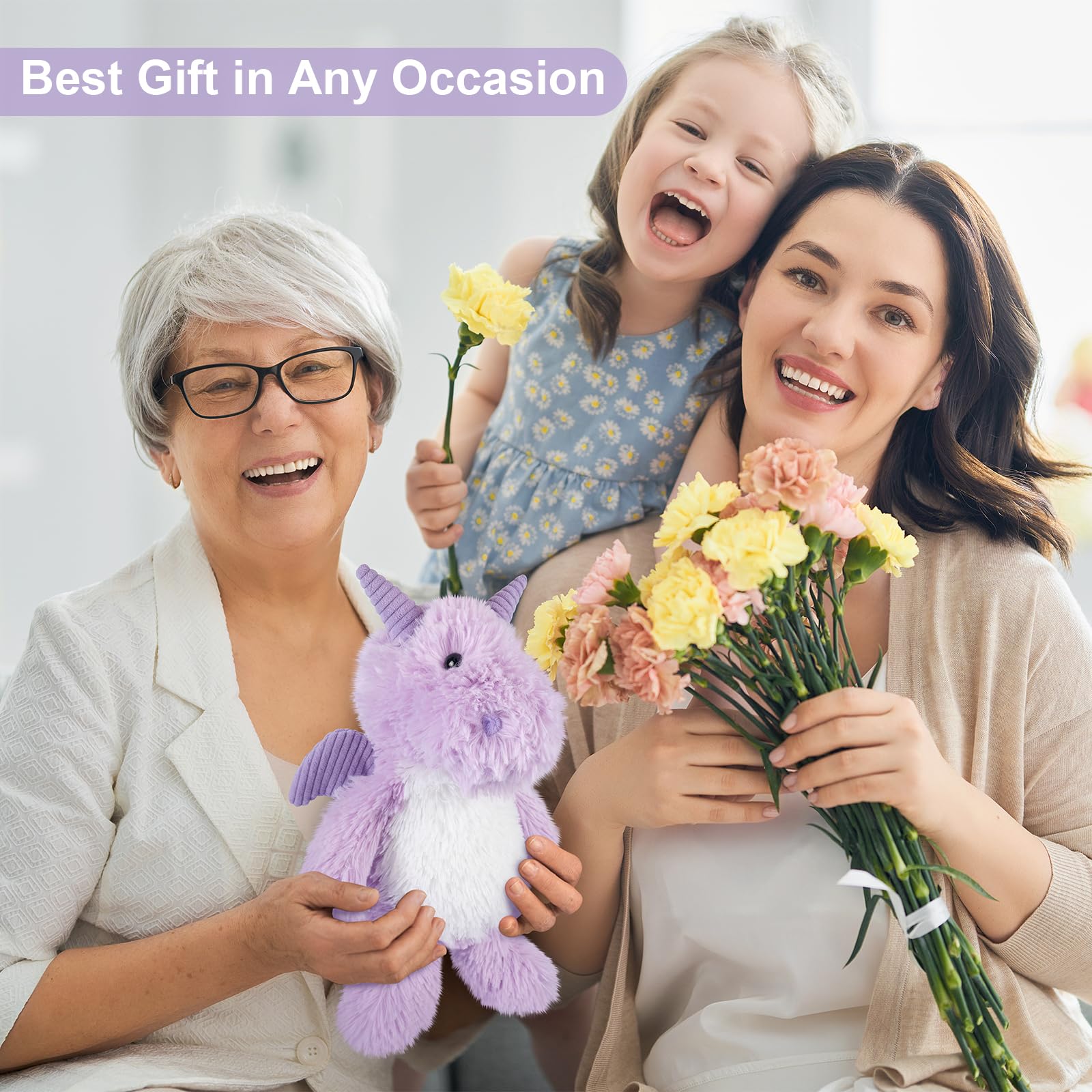 SuzziPals Heatable & Coolable Dragon Plush, Microwavable Heating Pad Stuffed Animal for Soothing & Relaxation, Dragon Gifts for Kids, Cute Plush Toys - Image 6