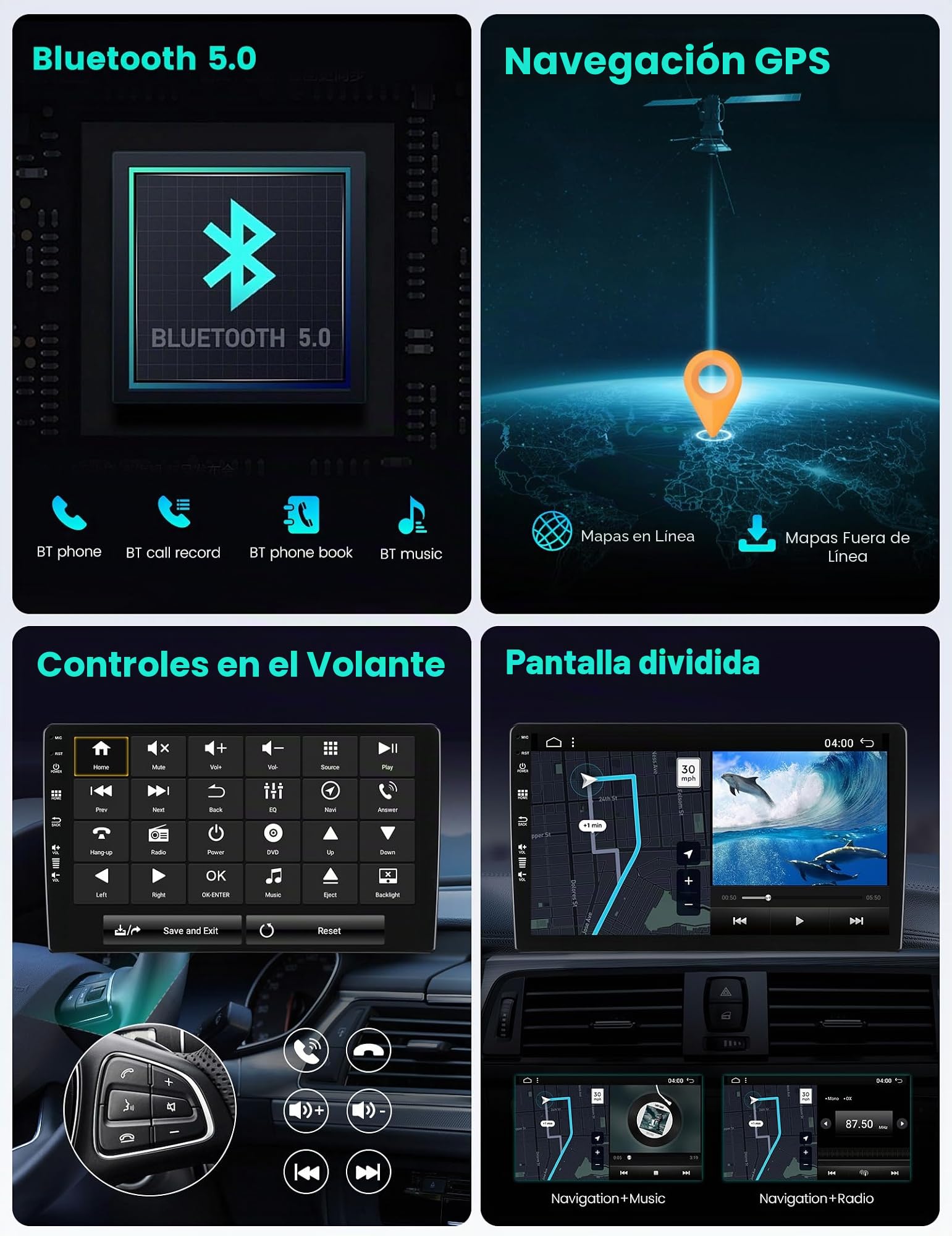 [2G + 64G] Autoradio 9 Pulgadas IPS Pantalla Táctil Android 15 para Toyota Verso E'z 2010-2015 Radio Coche con GPS Carplay WLAN BT SWC RDS Soporte Dab