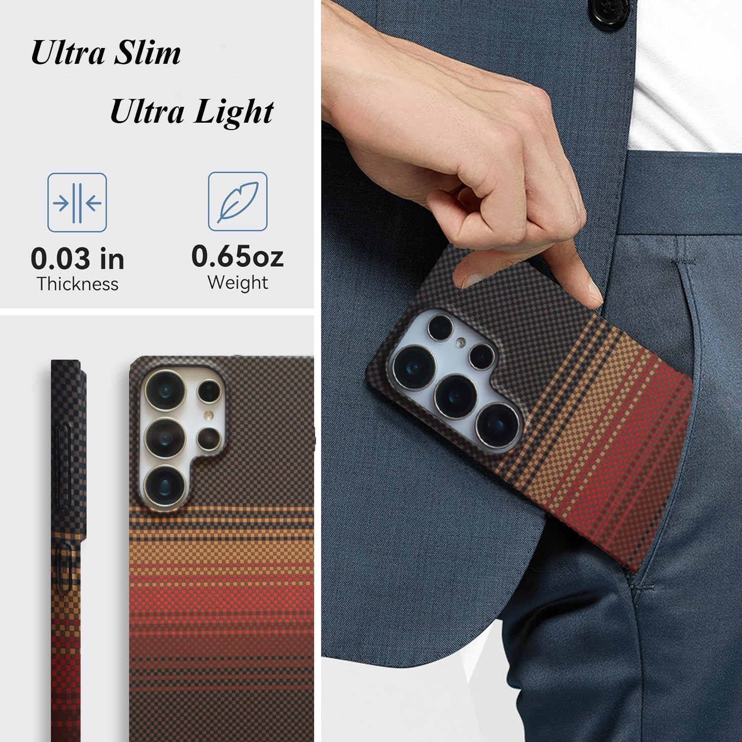 Designed for Samsung Galaxy S25 Ultra Case, Compatible with Mag-Safe, S25 Ultra Phone Case Slim Carbon Fiber, Case for Samsung S25 Ultra Shockproof Strong Magnetic Cover, Wireless Charging (Sunset) - Image 5