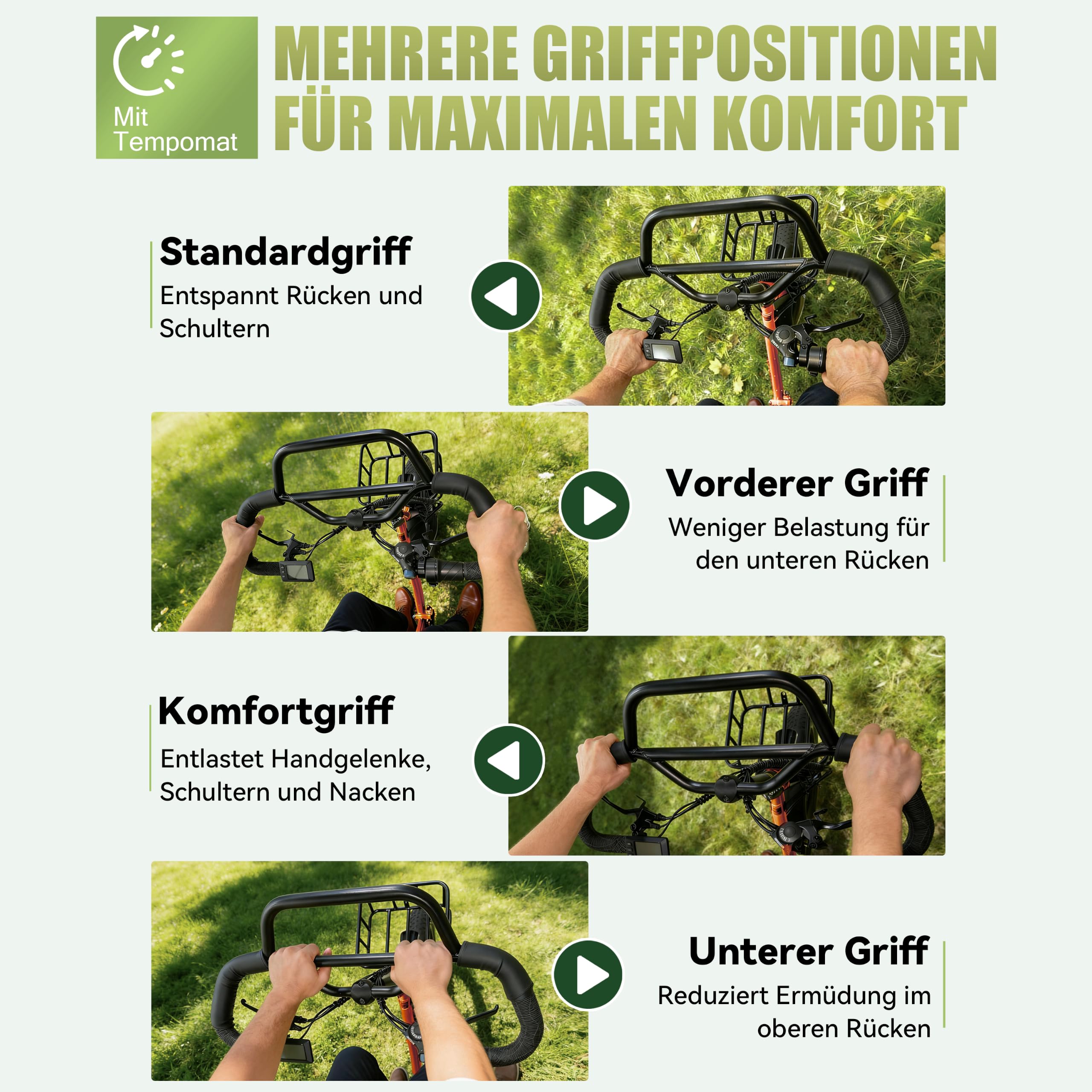 ESKUTE Elektro Dreirad für Erwachsene T302 Pro, 48V 20,8Ah Akku, faltbares E-Bike Dreirad mit Tiefeinstieg, 20×4 Zoll Fat Tires Elektrofahrrad, 7-Gang, 25 km/h, 60–130 km Reichweite