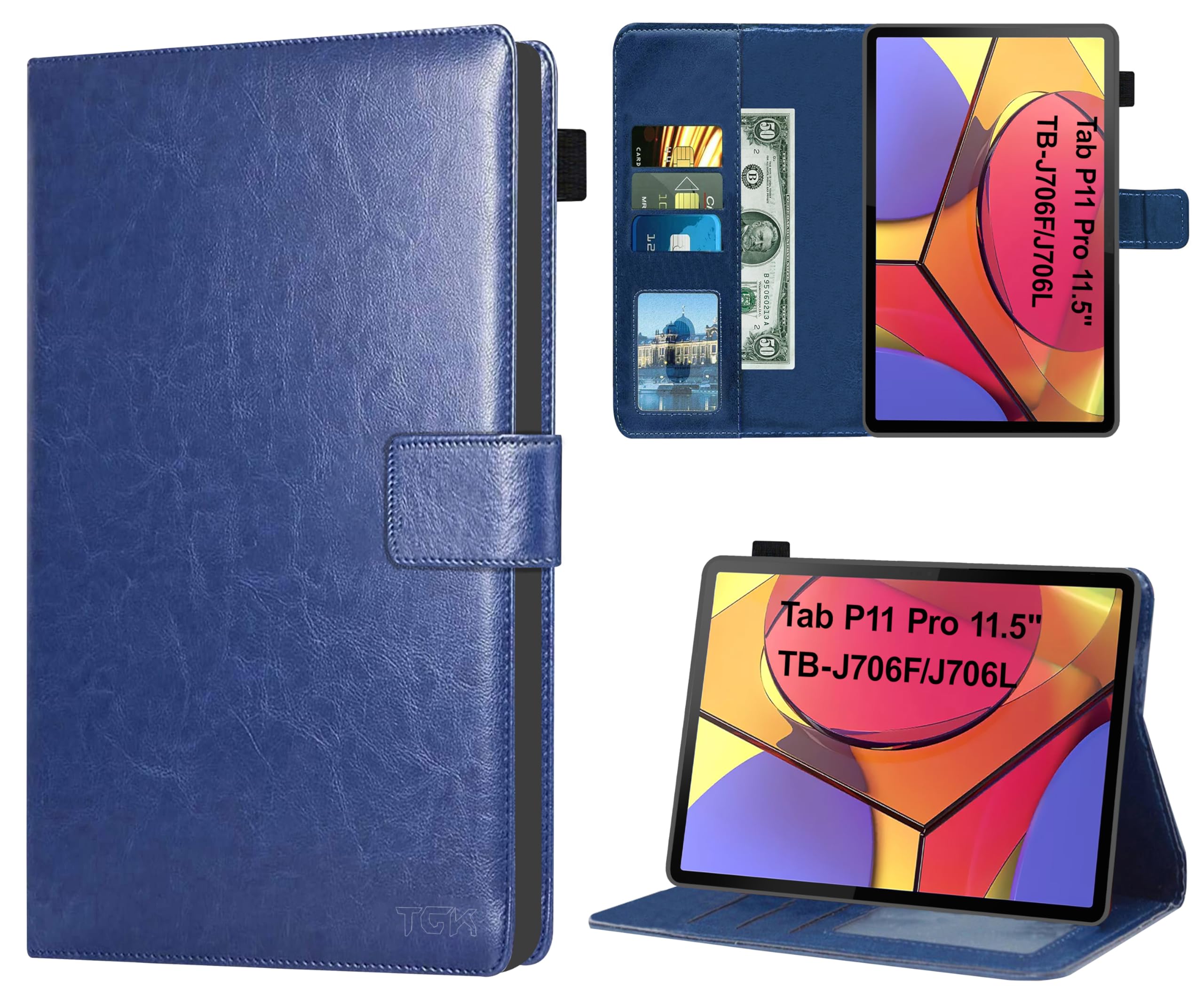 TGK Wallet Leather Flip Case Cover for Lenovo Tab P11 Pro 11.5 inch TB-J706F/J706L, Blue (B09KCF455P) Amazon Price History, Amazon Price Tracker
