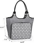 YARWO Yarn Storage Tote Bag, Knitting Bag for Yarn Skeins, Knitting Needles and Knitting Projects, Knitting and Crochet Tote Bag with Accessories Pocket for Crochet Hooks or Other Knitting Supplies, Gray with Arrow (Bag Only Patent Pending)