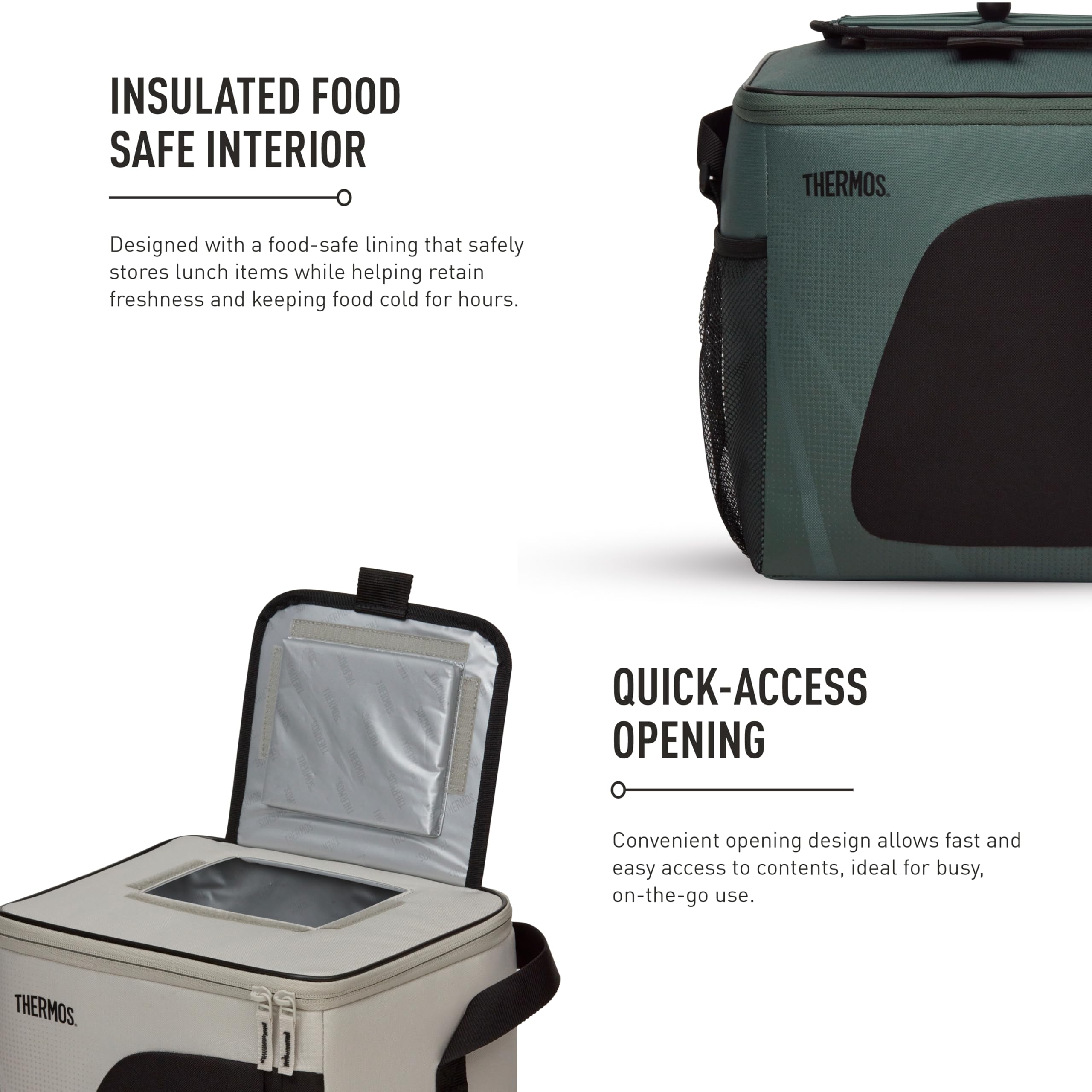 Thermos Radiance - Borsa termica da 17 l, per uso familiare, in arenaria, grande, per picnic e picnic, fodera resistente agli alimenti, isolamento Isotec che mantiene il cibo freddo per 5 ore