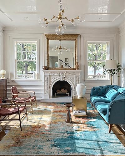 Miniatura 12 de Beeiva Alfombras de Área Lavables Multicolor de 8 x 10 pies, Alfombra Plegable Antideslizante Abstracta Colorida para Sala de Estar, Alfombra Multi