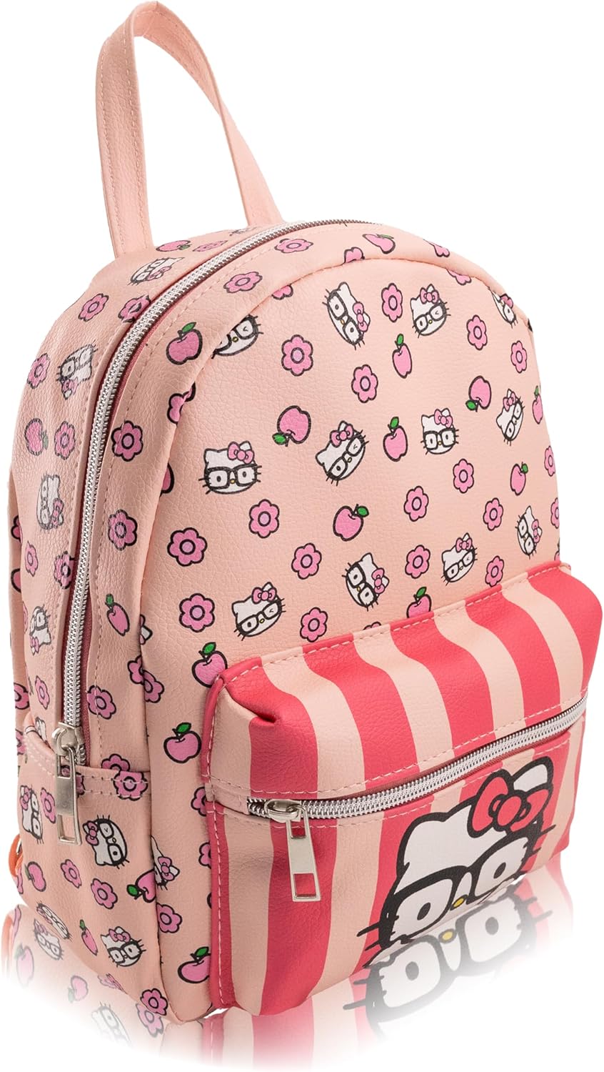 Fast Forward Sanrio Hello Kitty Backpack | Cute Pink PU Leather 10" Hello Kitty Mini Backpack Purse | Unisex Daypack Backpack - Image 2