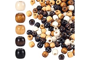 100 Pack Natural Color Round Wood Beads for Macrame Necklace Bracelet Craft
