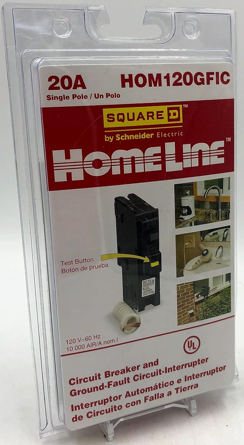 Square D by Schneider Electric HOM120GFICP Homeline 20 Amp Single-Pole GFCI Circuit Breaker
