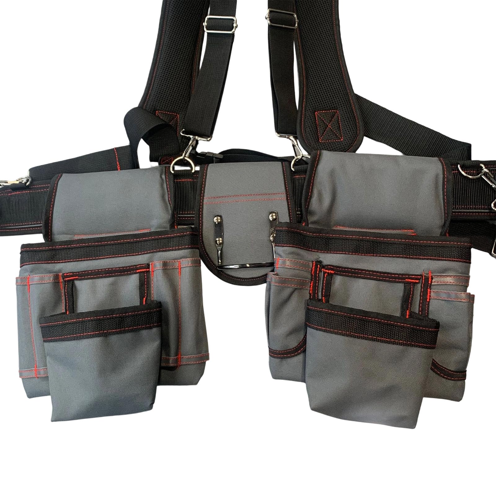 Cintura ergonomica per attrezzi da lavoro con scomparto portaoggetti multitasche, cinghia imbottita rinforzata, bretelle regolabili, tasche per attrezzi, cintura regolabile